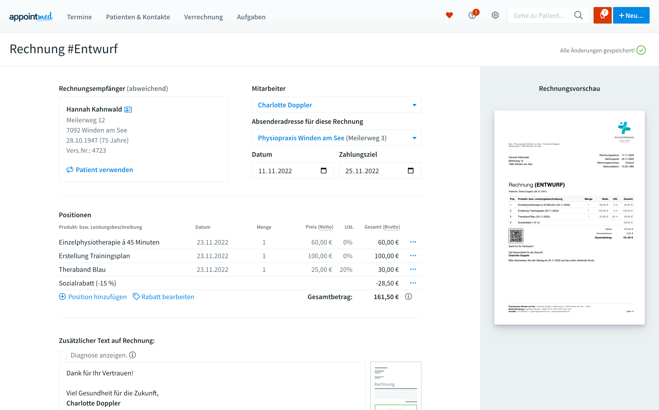 Praxissoftware: Verrechnung & integrierte Registrierkasse