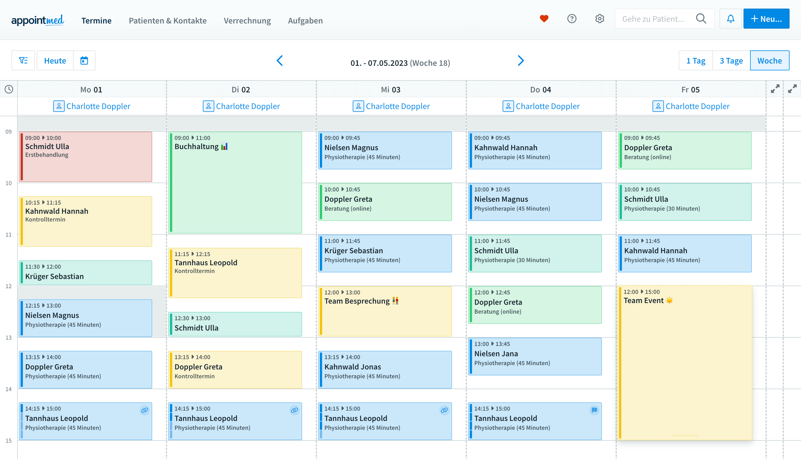 Praxissoftware: Kalender und Ressourcenplanung